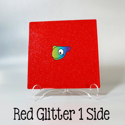 Red Glitter 1 Side Color Acrylic Sheets - Multiple Sizes