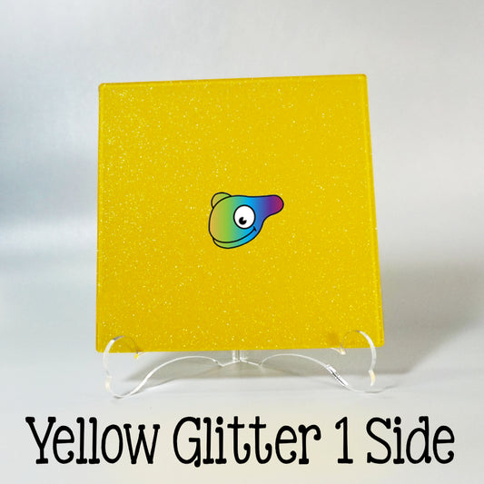 Yellow Glitter 1 Side Color Acrylic Sheets - Multiple Sizes