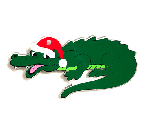 Alligator with Santa Hat Blank Acrylic Shape - 3 Inch