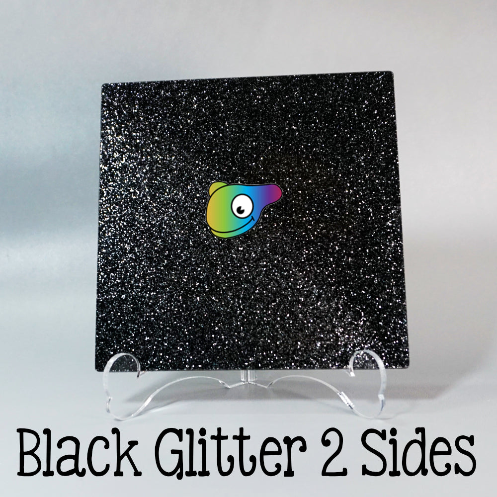 Black Glitter 2 Sides Color Acrylic Sheets - Multiple Sizes