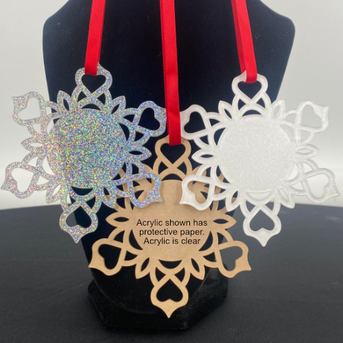 Elegant Snowflake Blank Acrylic Shape - 4 x 3.5 Inch