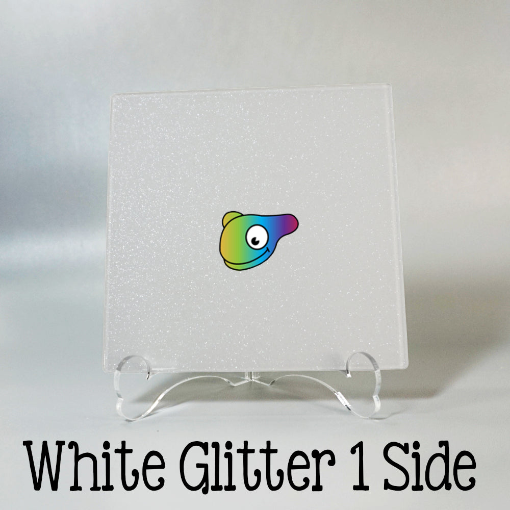 White Glitter 1 Side Color Acrylic Sheets - Multiple Sizes