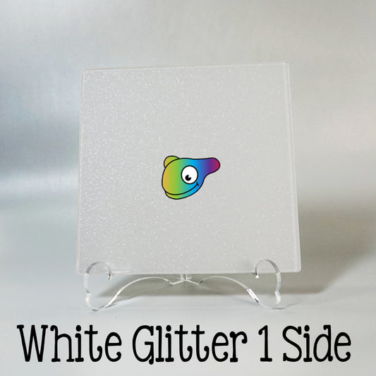 White Glitter 1 Side Color Acrylic Sheets - Multiple Sizes