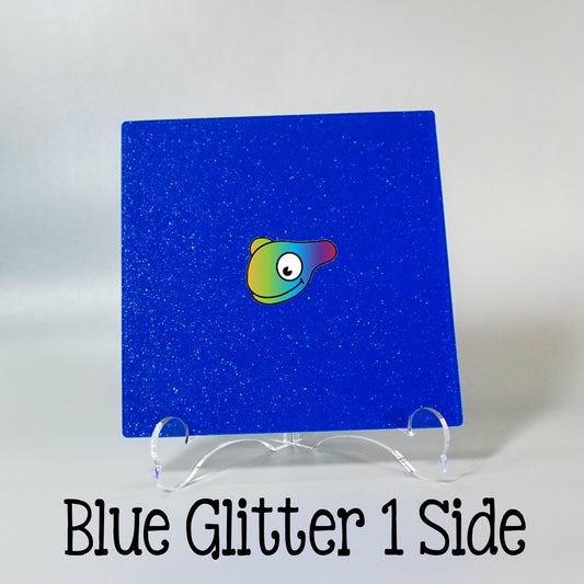 Blue Glitter 1 Side Color Acrylic Sheets - Multiple Sizes