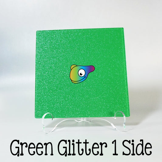 Green Glitter 1 Side Color Acrylic Sheets - Multiple Sizes