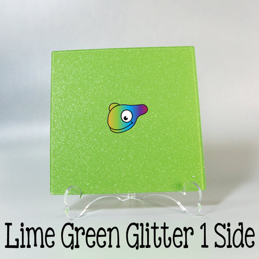 Lime Glitter 1 Side Color Acrylic Sheets - Multiple Sizes