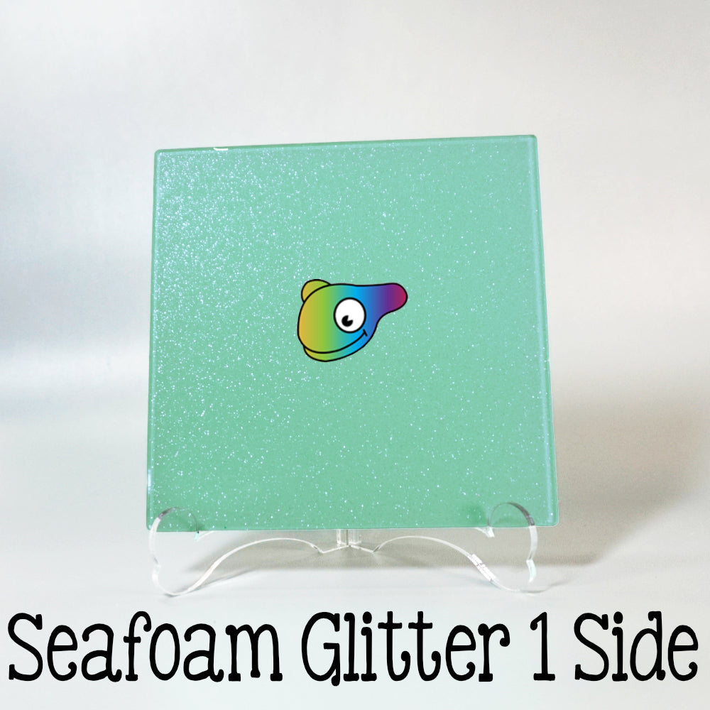 Seafoam Glitter 1 Side Color Acrylic Sheets - Multiple Sizes
