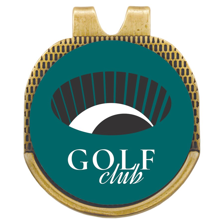 Metal Hat Clip with 1" white Sublimatable Magnetic Golf Ball Marker