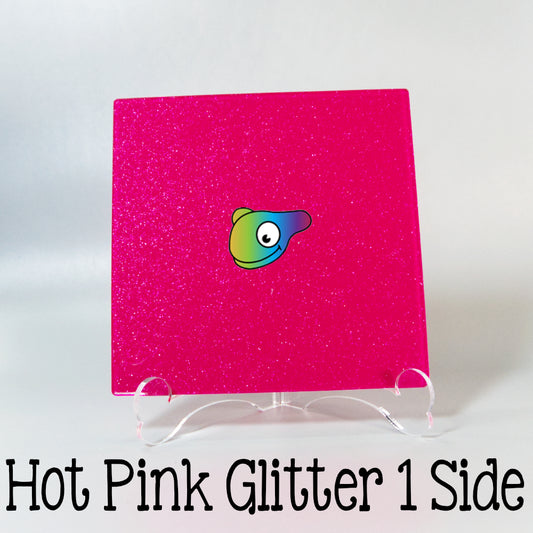 Hot Pink Glitter 1 Side Color Acrylic Sheets - Multiple Sizes
