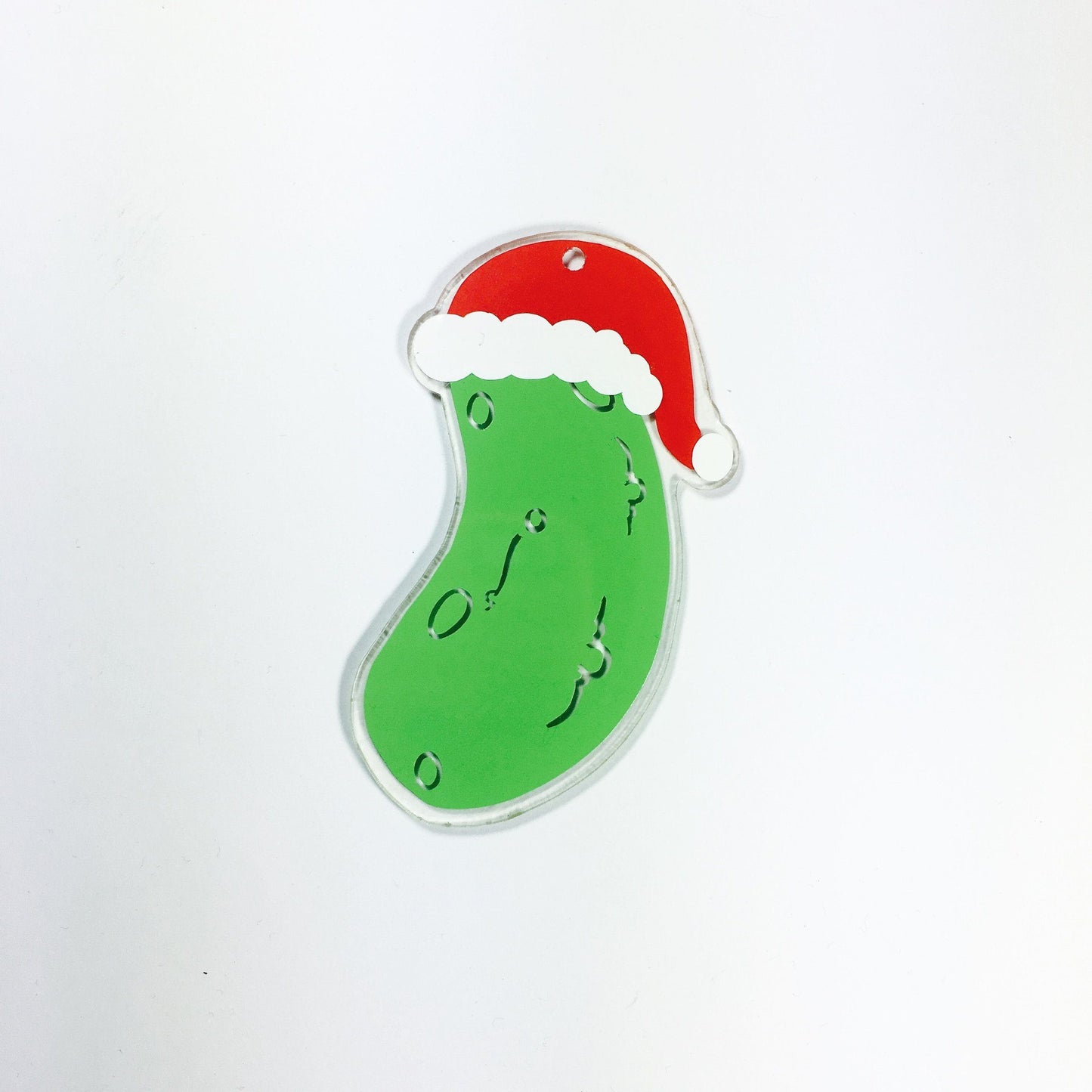 Christmas Pickle with Santa Hat Blank Acrylic Shape - 3 Inch