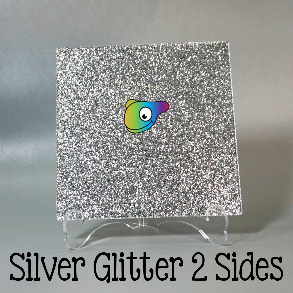 Silver Glitter 2 Sides Color Acrylic Sheets - Multiple Sizes