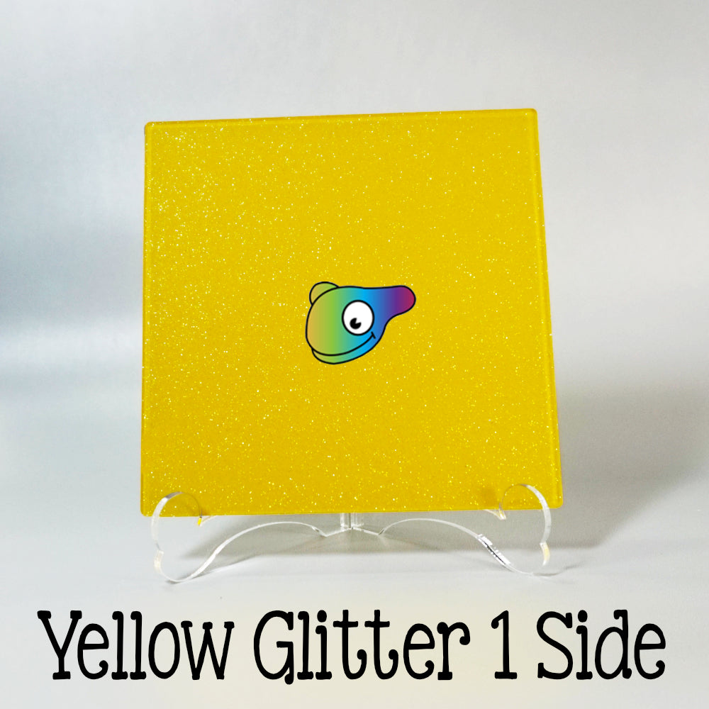 Yellow Glitter 1 Side Color Acrylic Sheets - Multiple Sizes