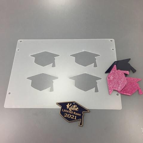 Graduation Hat - Plastic Template for Etching - 3 Inch