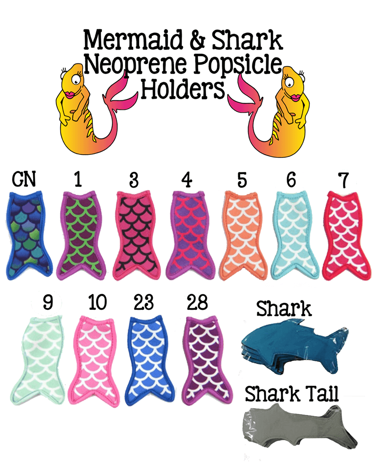 Mermaid/Shark Neoprene Popsicle Sleeves