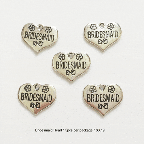 Bridesmaid Heart Metal Charm