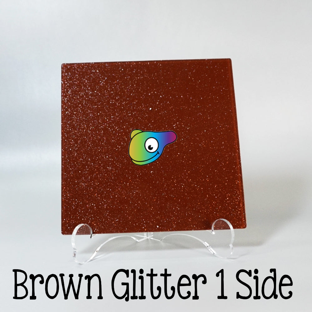 Brown Glitter 1 Side Color Acrylic Sheets - Multiple Sizes
