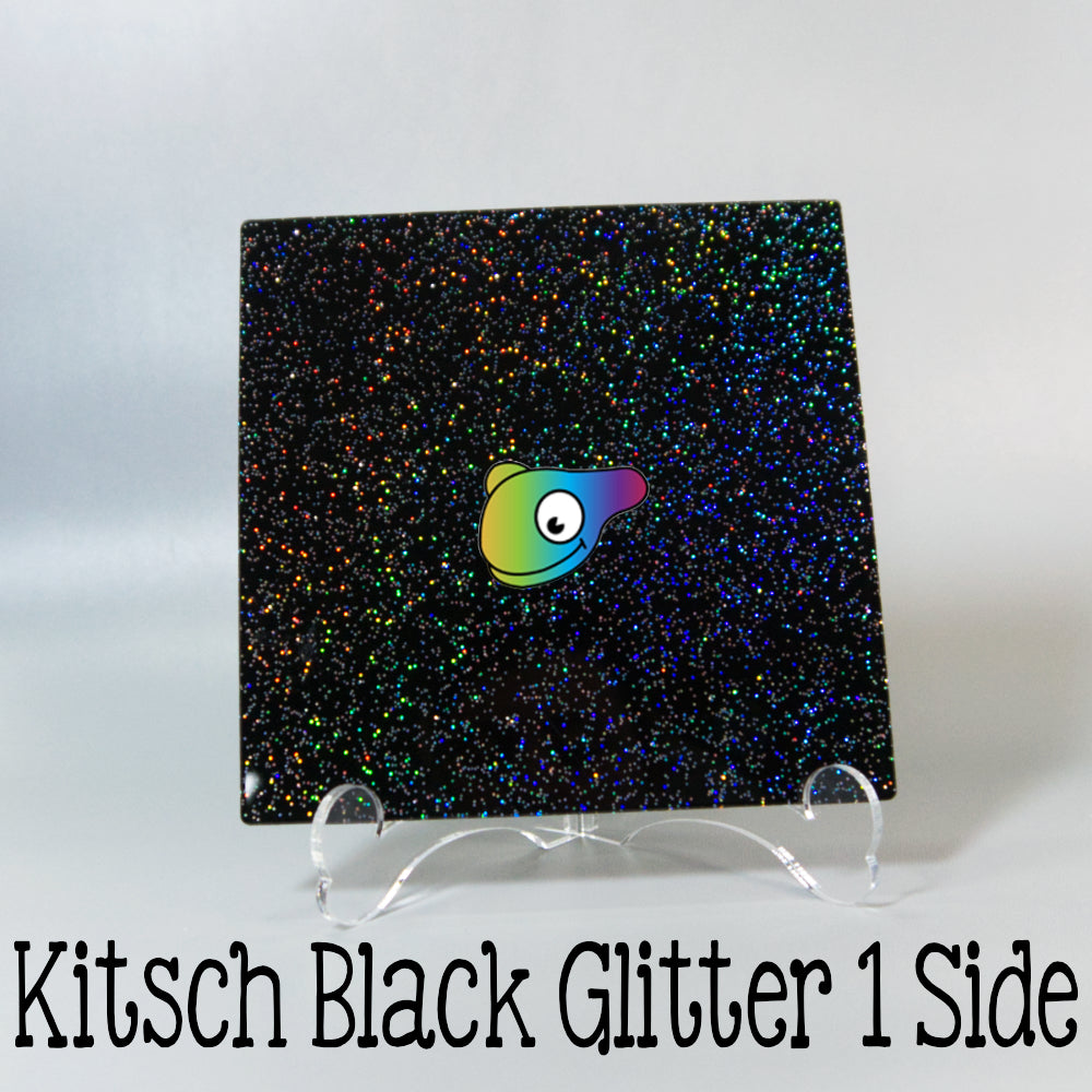 Black Kitsch Glitter 1 Side Color Acrylic Sheets - Multiple Sizes