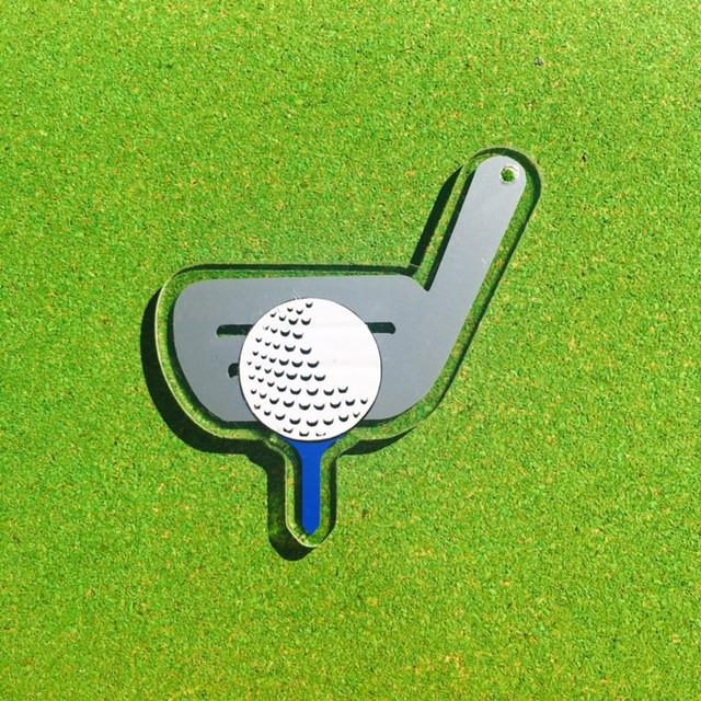 Golf Club with Ball Blank Acrylic Shape - 3 Inch